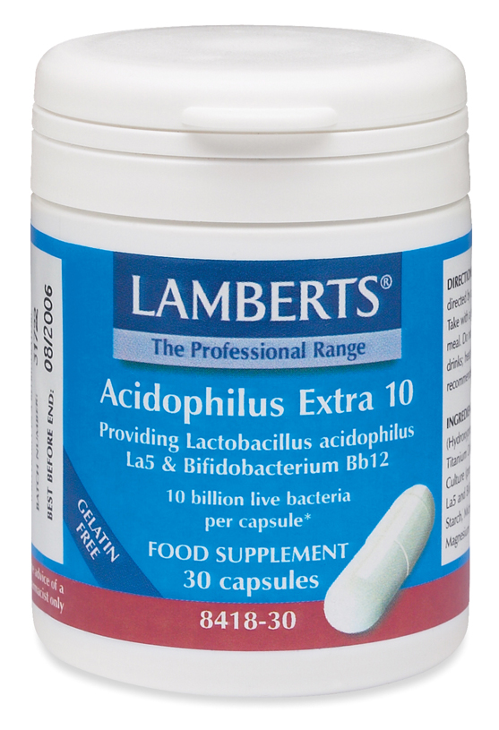 Acidofilus EXTRA 10 miljarder (vänliga/goda bakterier probiotika) (30 kapslar)