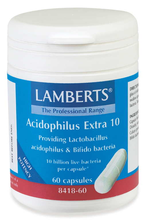 Acidofilus EXTRA 10 miljarder (probiotiskt kosttillskott) (60 kapslar)