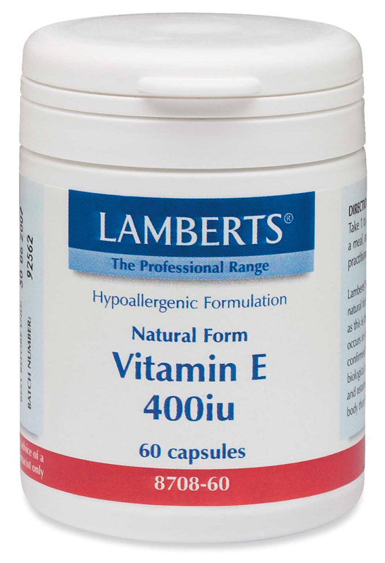 NATURLIG VITAMIN E 400iu (D alfa tokoferol kosttillskott) (60 kapslar)