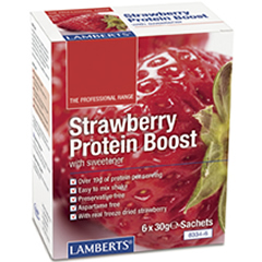Protein Boost Pulver (Vassleprotein) Kosttillskott (Jordgubbsmak) 6 x 30g färdiga dospåsar