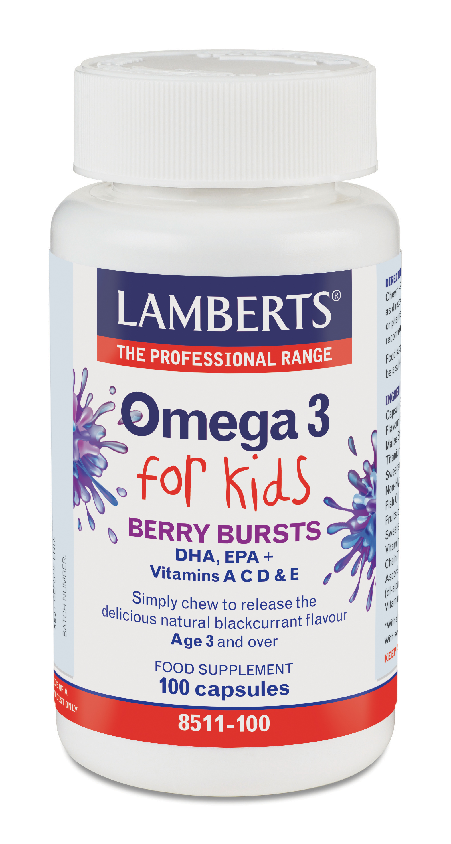 Omega 3 för barn (fiskoljekapslar med god bärsmak) – 100 kapslar