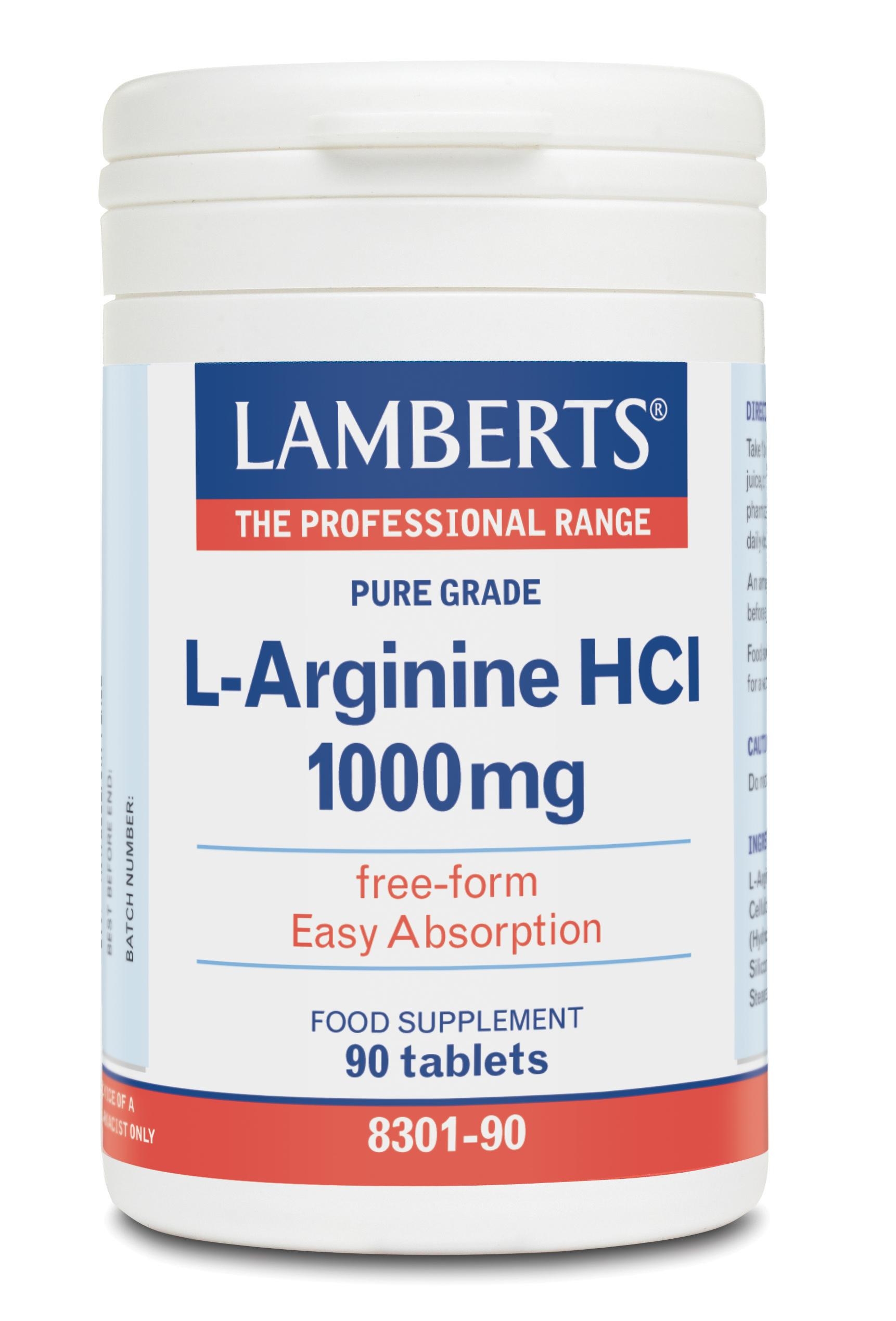 L-arginin 1000mg tillskott  (90 tabl.) – Extra starka arginintabletter / arginintillskott